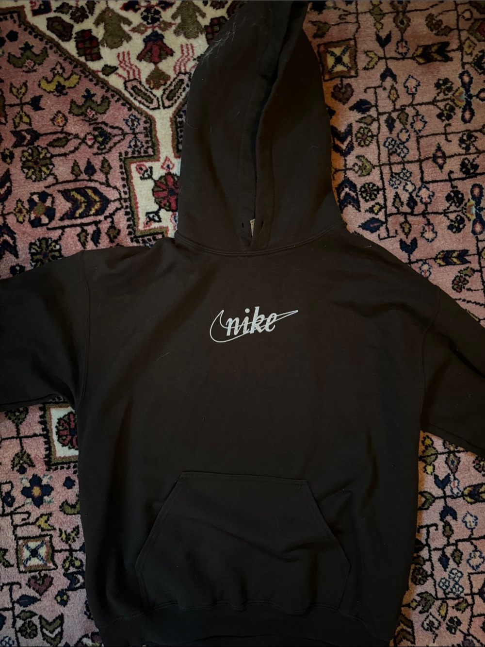 Nike Black Hoodie with White Swoosh Logo
